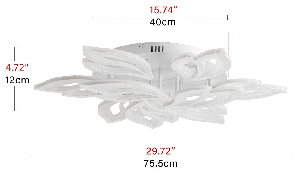 Modern White Multi-Leave Shape Semi Flush Mount LED Ceiling Light