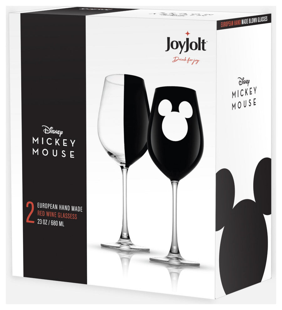 Disney Luxury Mickey Mouse Crystal Stemmed Red Wine Glass 23 oz Set of 2