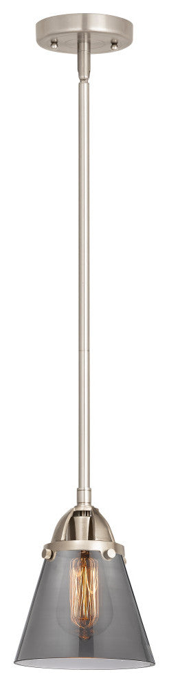 Small Cone Mini Pendant, Brushed Satin Nickel, Plated Smoke, Plated Smoke