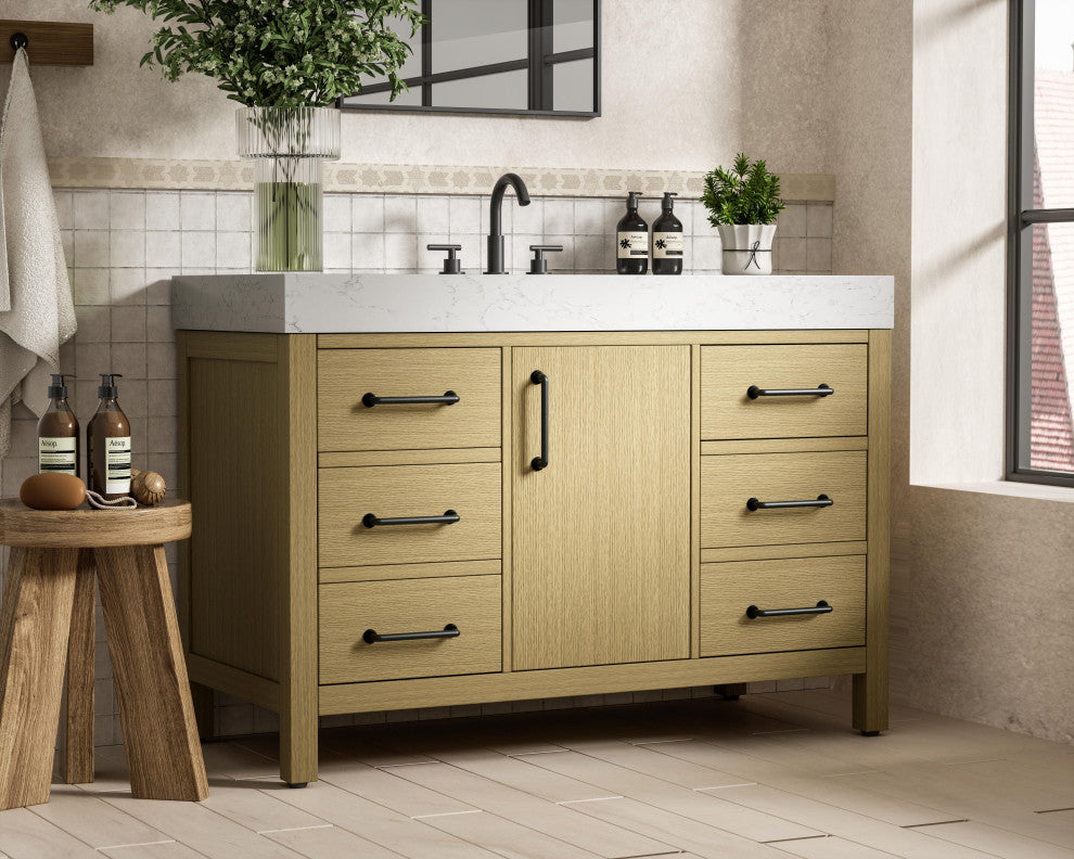 Home Living 48" Single Bathroom Vanity, Honey Brown