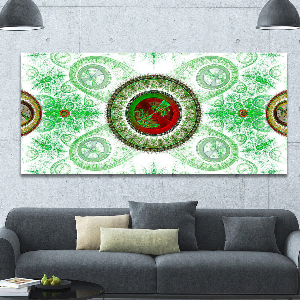 Light Green Psychedelic Relaxing Art, Oversized Abstract Canvas Art Print, 60x28