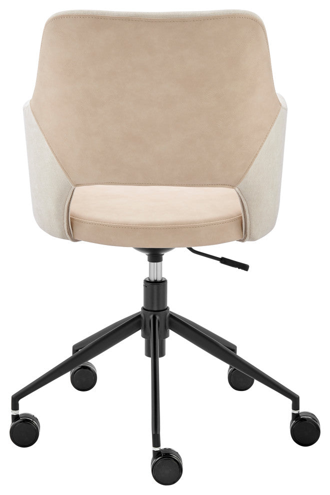 Darcie Office Chair, Light Beige Fabric, Beige Leatherette and Black Base