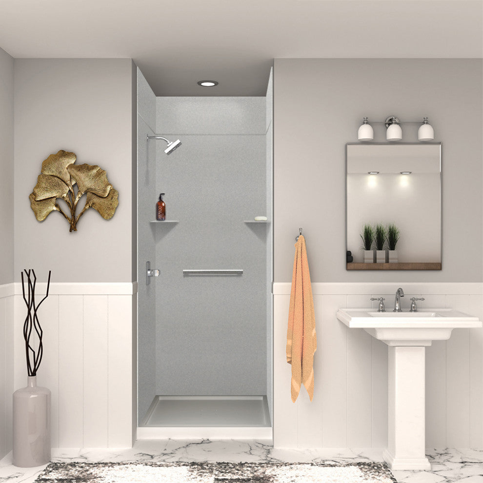 Transolid SaraMar 36"x36"x96" 6-Piece Shower Wall Kit, Grey Beach Velvet