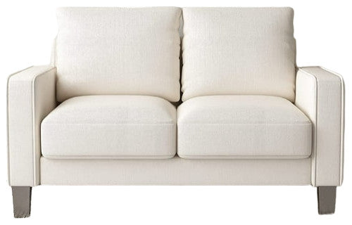 Mid-Century 53" Fabric Loveseat with Solid Wood Legs and Padded Upholstery, Beige