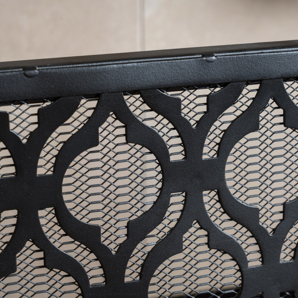 GDF Studio Elmer Single Panel Iron Fire Screen, Black