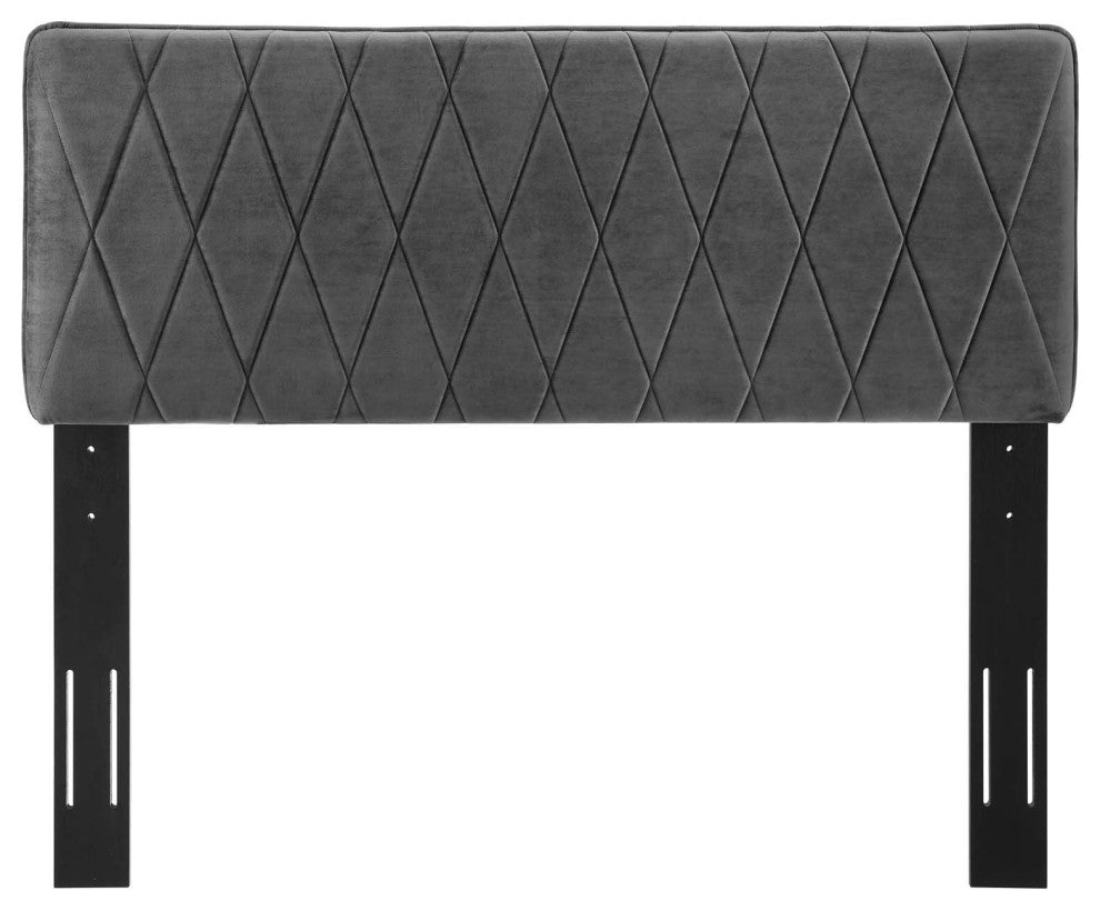 Headboard, Twin Size, Velvet, Dark Gray, Modern Contemporary, Bedroom
