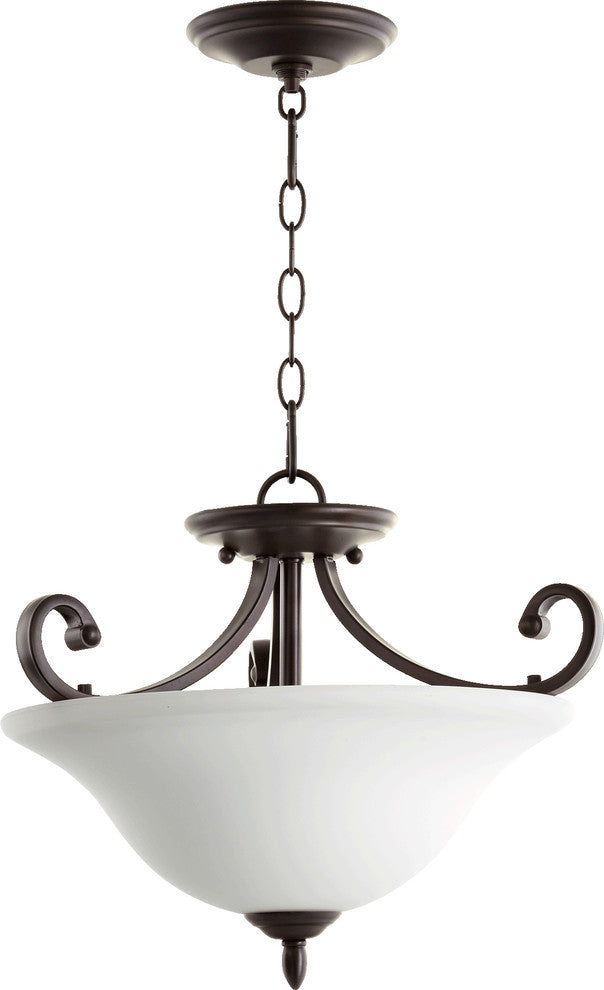Quorum 2854-18186 Three Light Dual Mount, Oiled Bronze With Satin Opal Finish