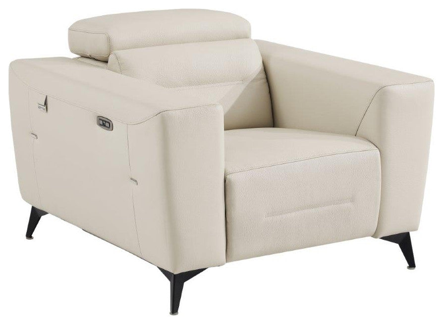 Arezzo Genuine Italian Leather Modern Chair, Beige