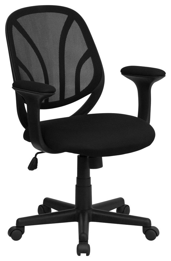 Y-GO ChairMid-Back Black Mesh Swivel Task Chair With Arms