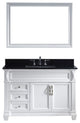 Virtu Victoria 48" Single Bathroom Vanity, White, Black Granite Top, Mirror