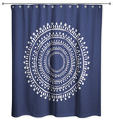 Centered Navy Boho Circle 71x74 Shower Curtain