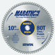 Irwin Tools 14076 Carbide Tipped MarathonÂ® Circular Saw Blade, 10", 80T
