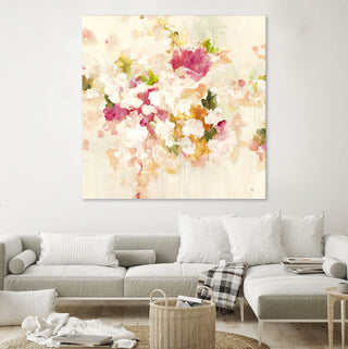Floral Blush V4 - 72 x 72 by Lisa Ridgers