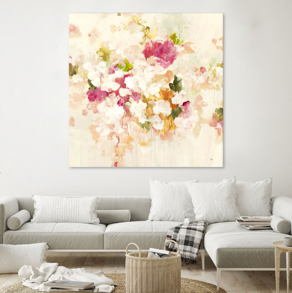 Floral Blush V4 - 72 x 72 by Lisa Ridgers