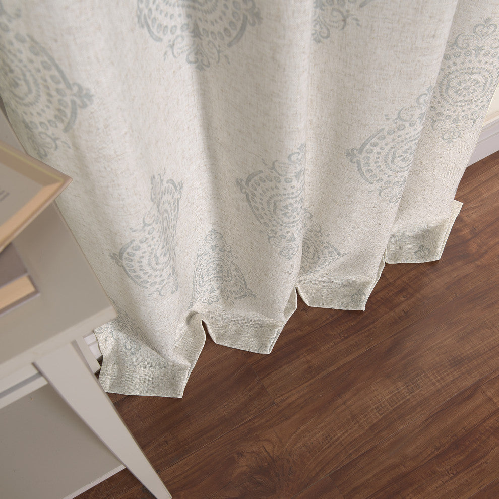 Royal Medallion Linen Blend Blackout Curtain, Grey, 52"x84"