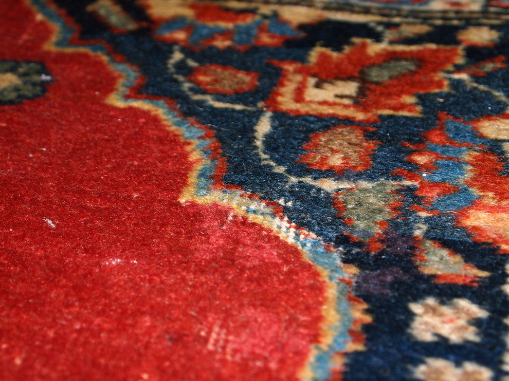 Handmade antique collectible Persian Tabriz double mat rug 1.7' x 4.7' ( 52cm x