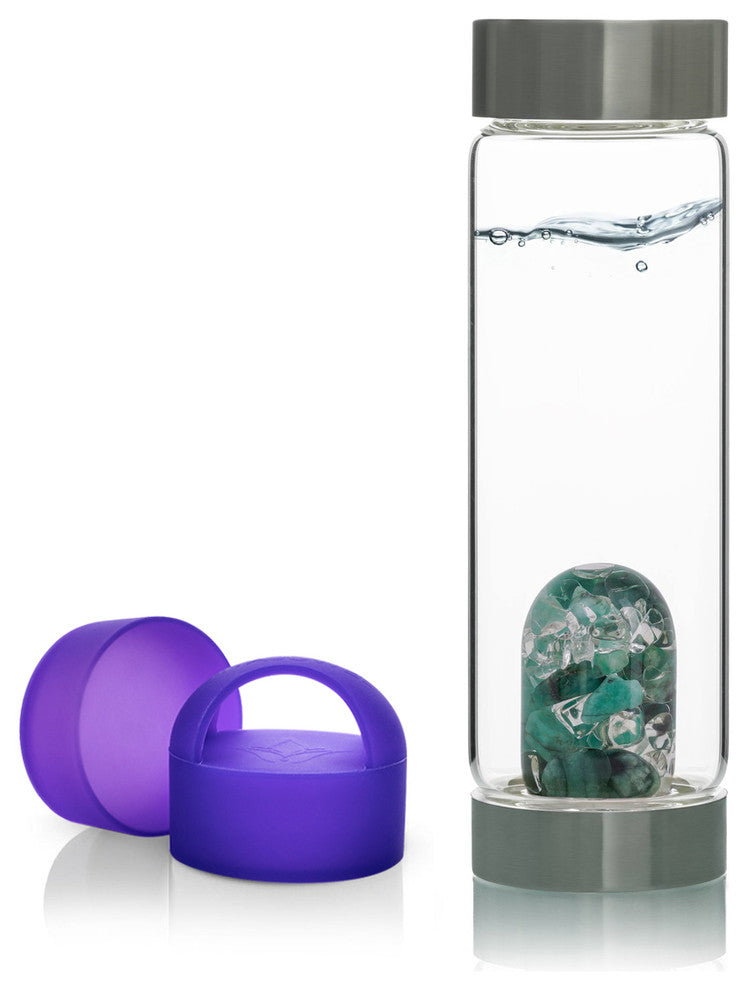 Water Bottle, VitaJuwel ViA Gemwater Bottle, Purple Loop Caps, Vitality