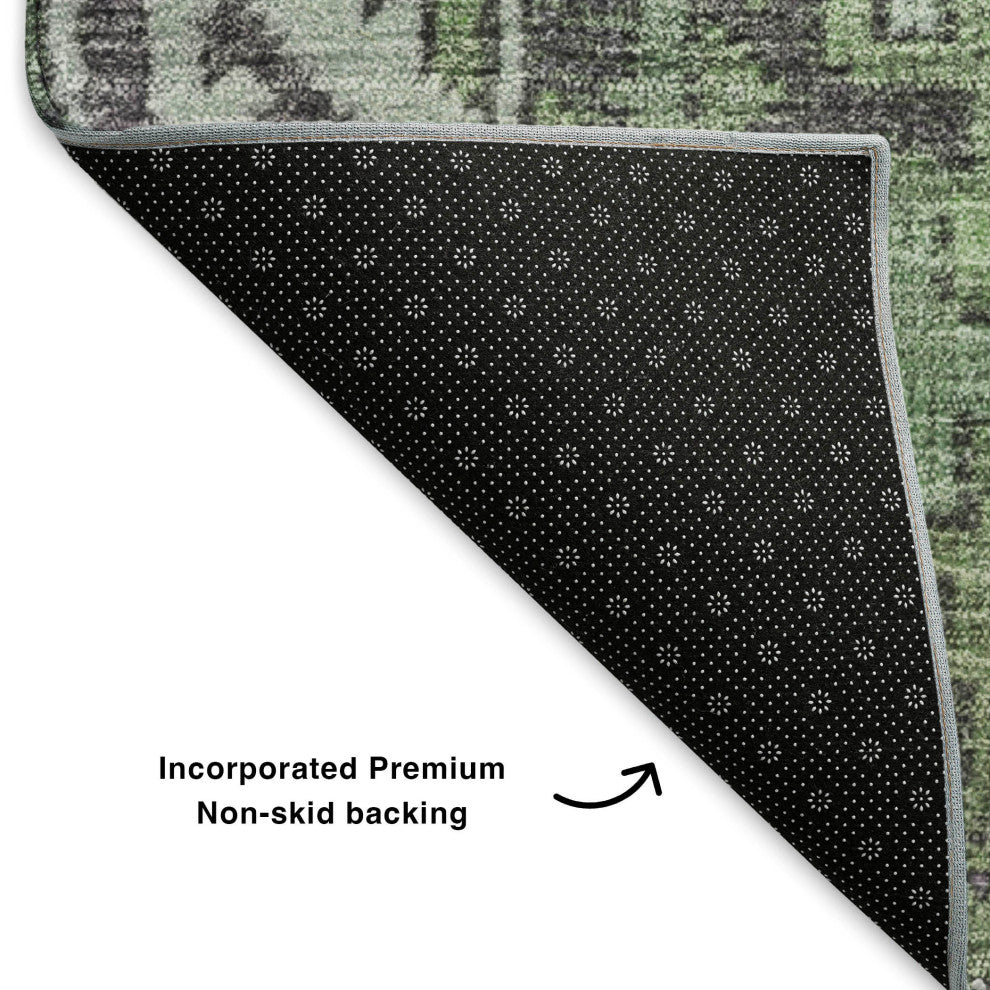 Premium Machine Washable Mayfield AMF635 Green 8' x 10' Rug
