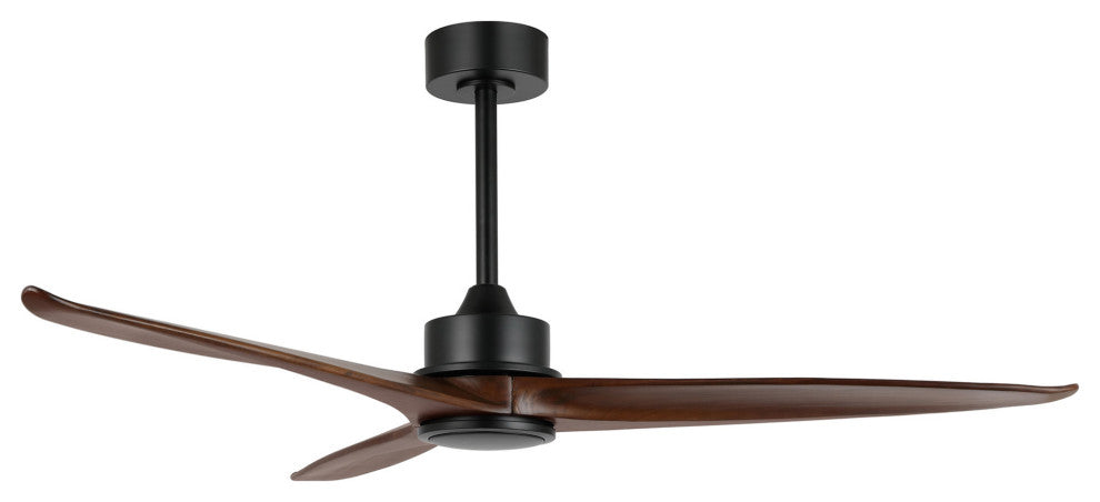52" Solid Wood 3-Blade Propeller Ceiling Fan With Remote, Black/Walnut