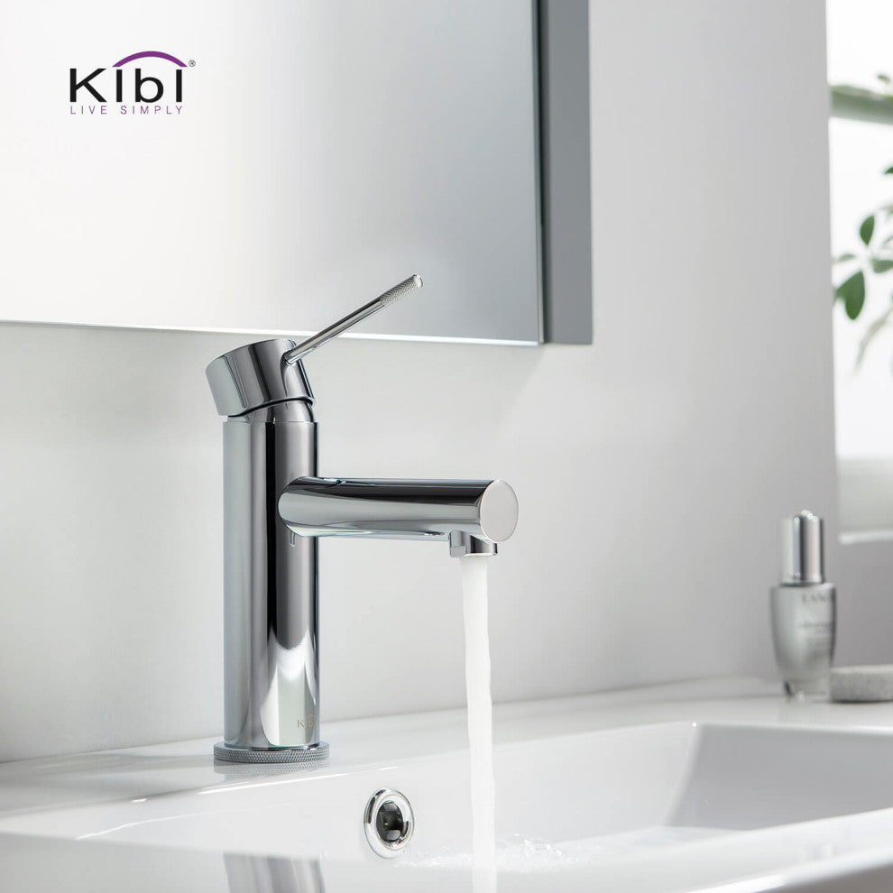 Circular X Brass Single Hole Bathroom Faucet KBF1010, Chrome, Without Drain