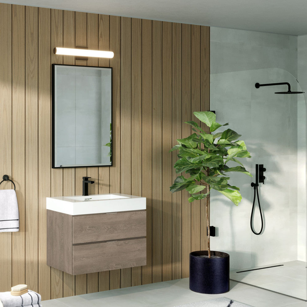 Boutique Bath Vanity, Butternut, 30", Single Sink, Wall Mount