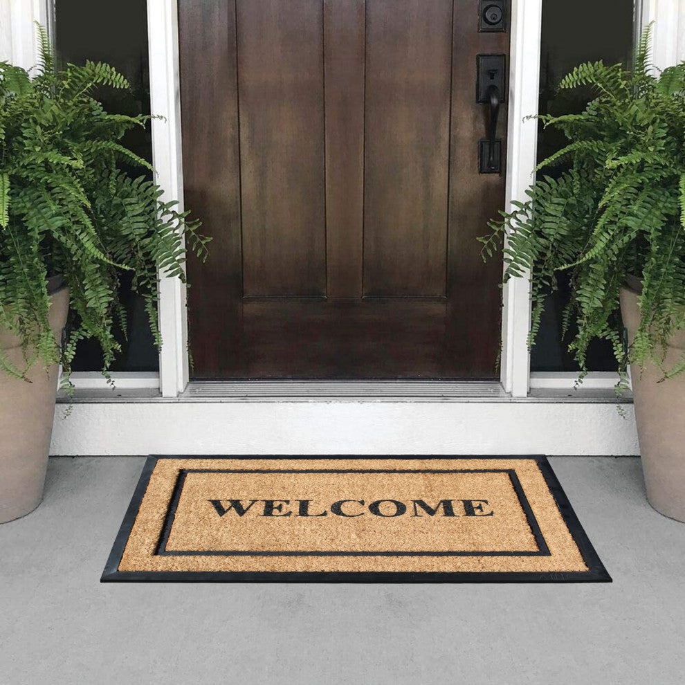 A1HC Natural Coir & Rubber Doormat, 24x39, Thick Durable Doormats for Outdoor