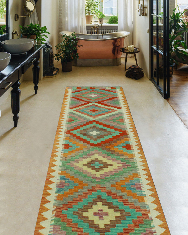 Sangat Kilim AnsiLight a Red/Ivory Runner, 2'6x9'2