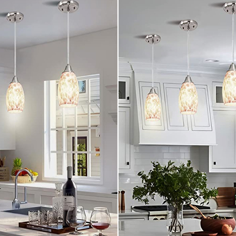 1-light Abstract Purple kitchen decor Art Glass Pendant Metal lighting fixtures