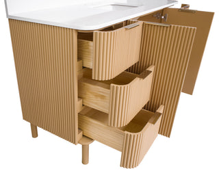 Utopia 60" Bathroom Vanity, Blonde, Top: Engineered White, Single