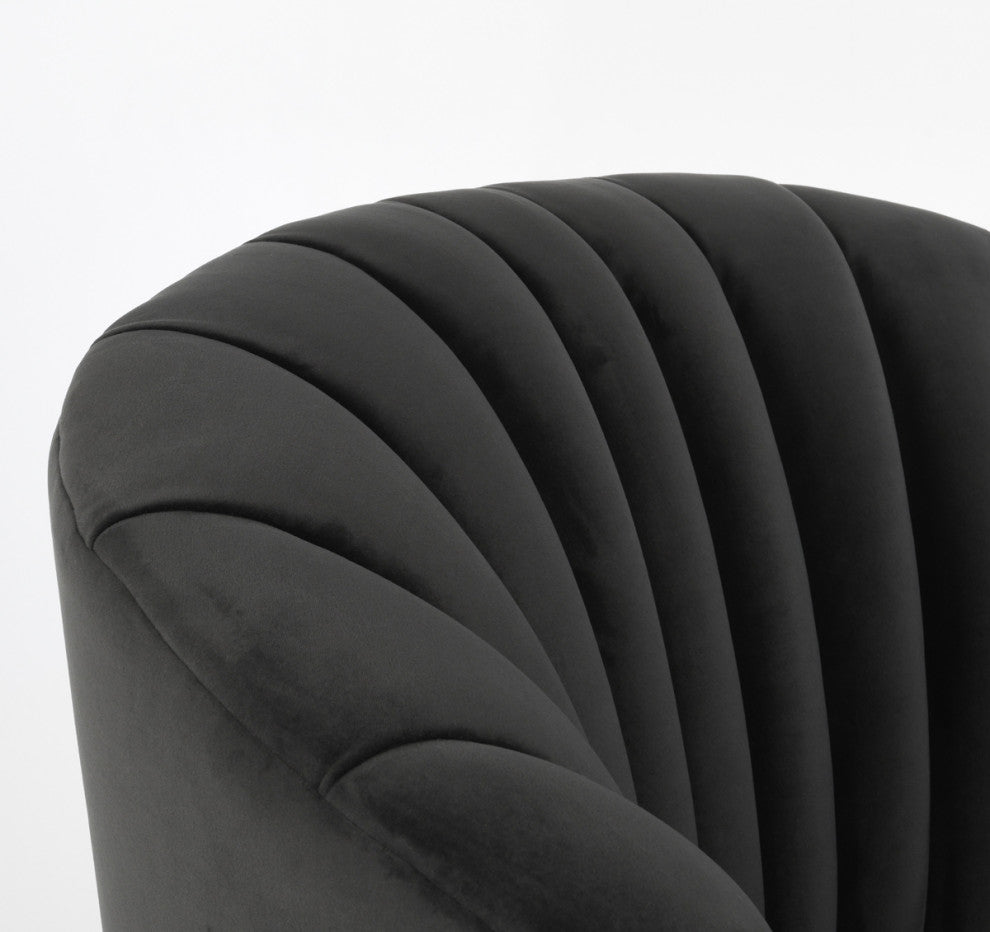 Slate Grey Velvet Swivel Chair
