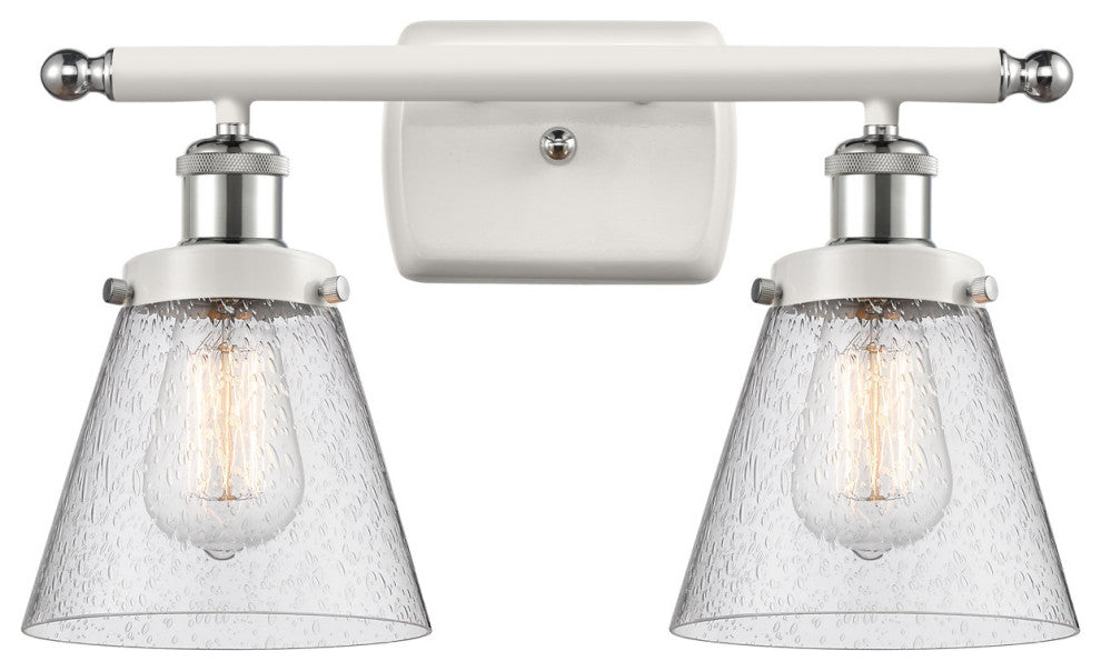 Innovations 916-2W-WPC-G64 2-Light Bath Vanity Light, White, Polished Chrome