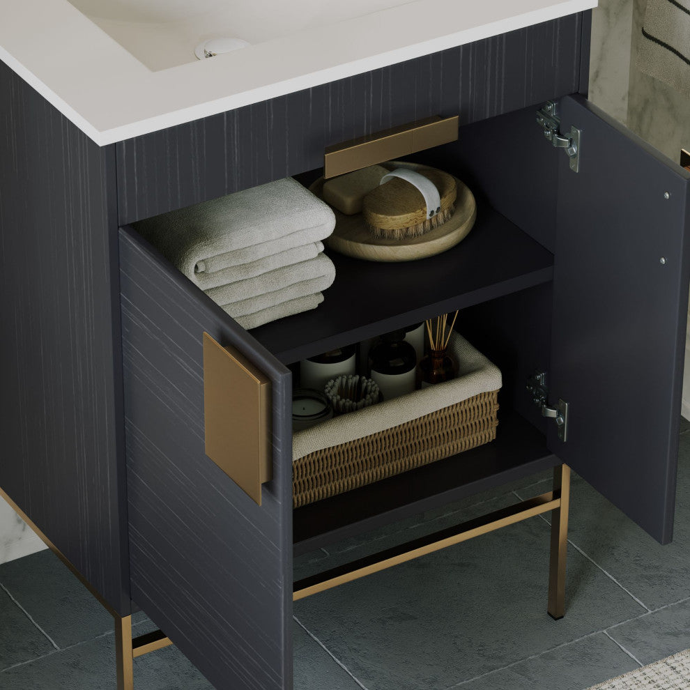 The Lancado Bathroom Vanity, Dawn Gray, 24", Single Sink, Freestanding