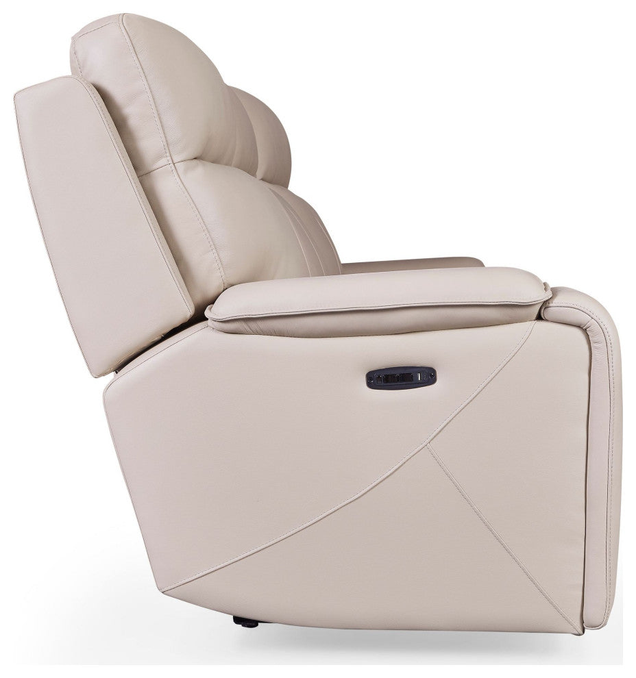 Bandera Dual Power Zero Gravity Leather Sofa, Putty