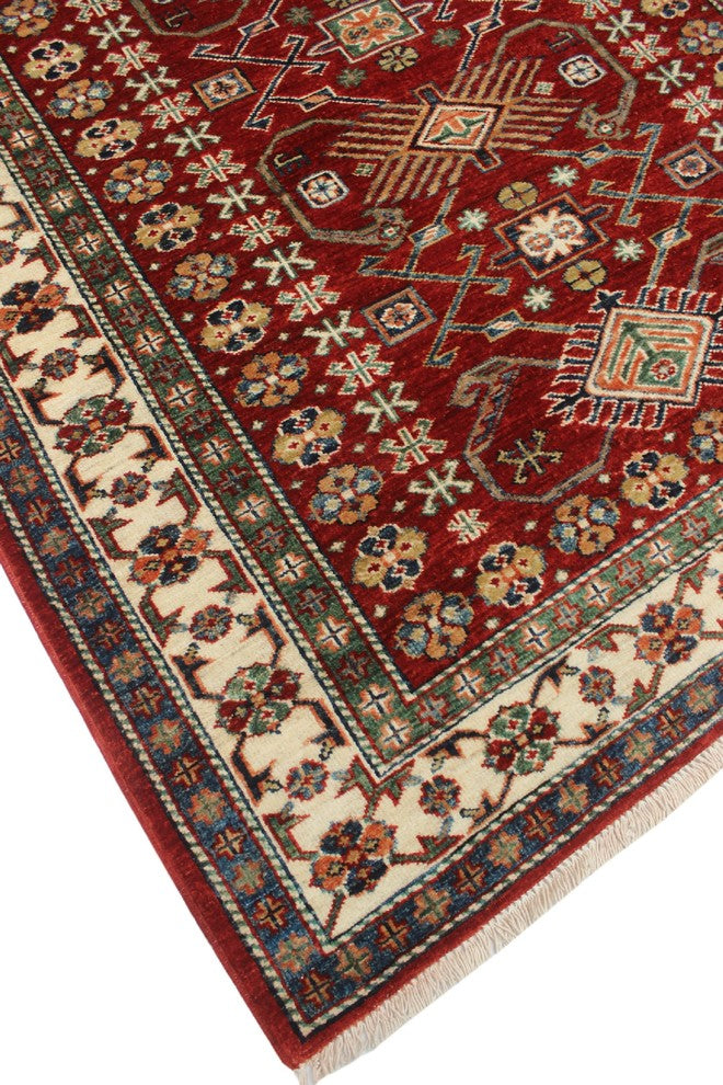 Super Kazak Asad Red Rug, 4'2x5'6