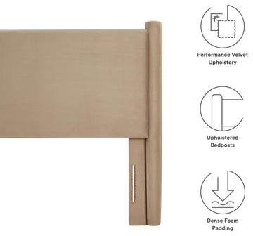 Rael Performance Velvet Queen Headboard, Taupe