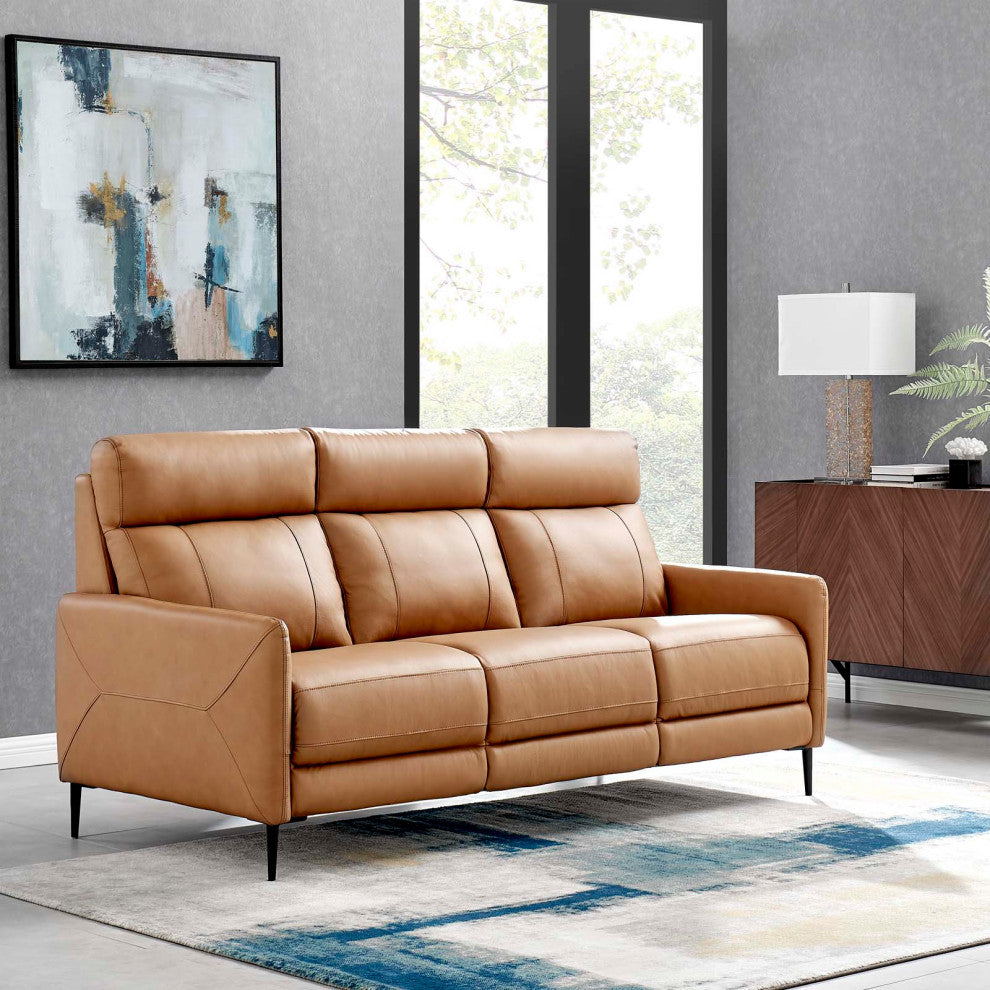 Sofa, Leather, Tan, Modern, Living Lounge Room Hotel Lobby Hospitality