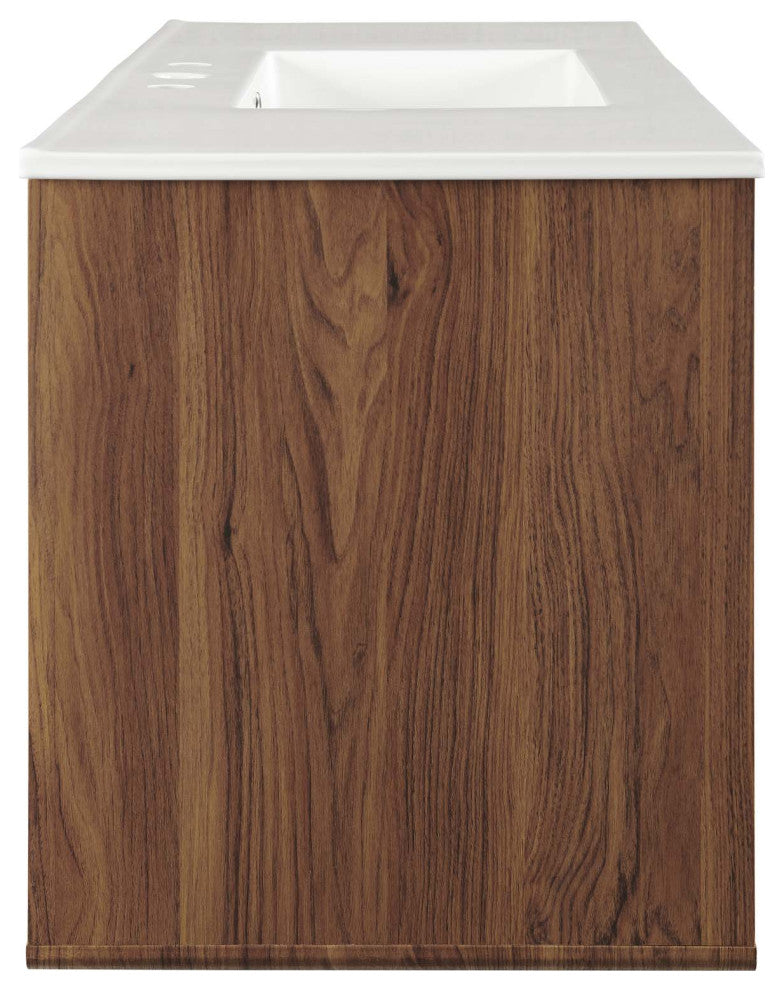 Transmit 48" Wall-Mount Bathroom Vanity, Walnut White
