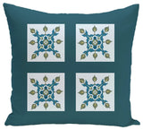 Four Square Geometric Print Pillow, Deep Sea, 16"x16"