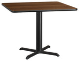42'' Square Walnut Laminate Table Top with 33'' x 33'' Table Height Base