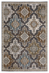 Emilia Panel Medallions Blue/ Rust Area Rug 9'10" x 12'10"