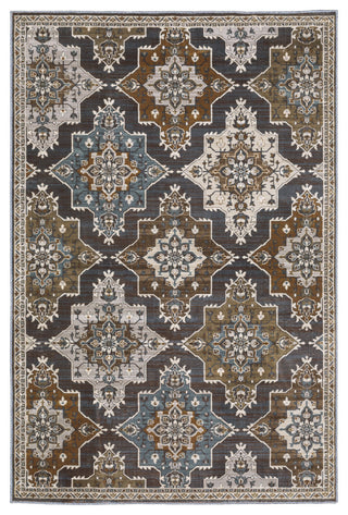 Emilia Panel Medallions Blue/ Rust Area Rug 9'10" x 12'10"