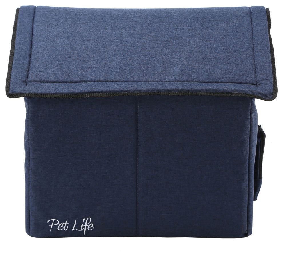 Pet Life "Hush Puppy" Heating and Cooling Collapsible Pet House, Navy, Small