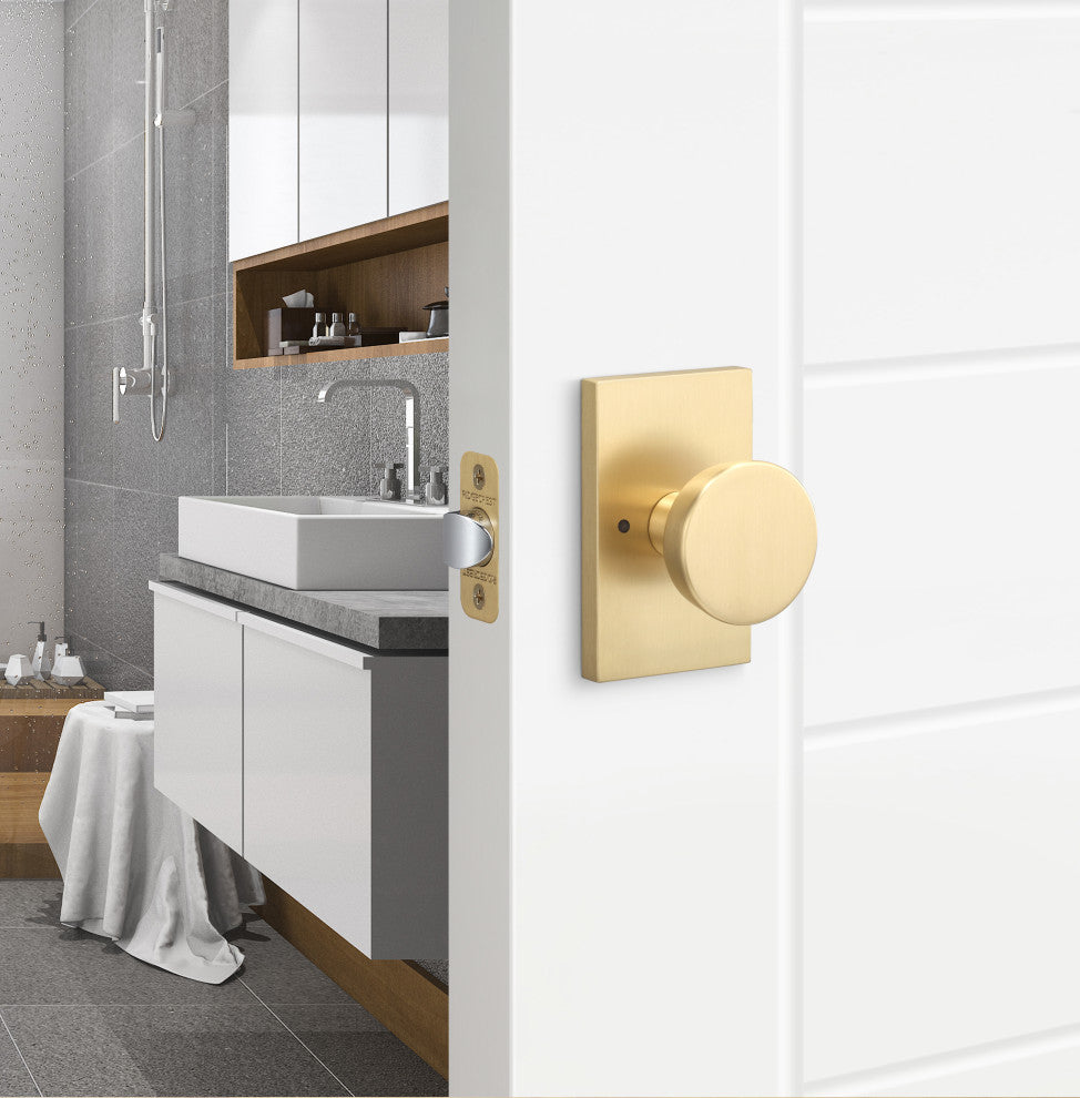 Zermatt Knob, Satin Brass, Privacy Function
