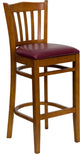 Dyersburg 31" Wood Barstool Vertical Slat Back Cherry, Burgundy Vinyl Seat