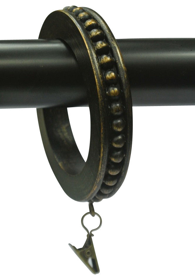2 1/2" Beaded Designer Curtain Rings, Burnt Gold, Set of 4