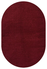 Haze Solid Low-Pile Dark Red 6 ft. x 9 ft. Oval Area Rug