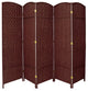 6' Tall Diamond Weave Fiber Room Divider, Dark Red, 5 Panel