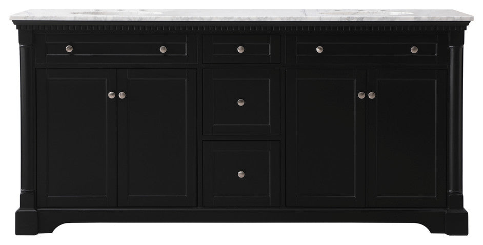 Home Living 21.5" Transitional Black-Light Bathroom Vanity, Black, 72