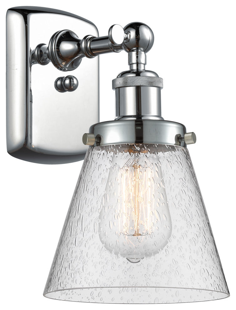 Small Cone 1-Light Sconce, Polished Chrome, Seedy