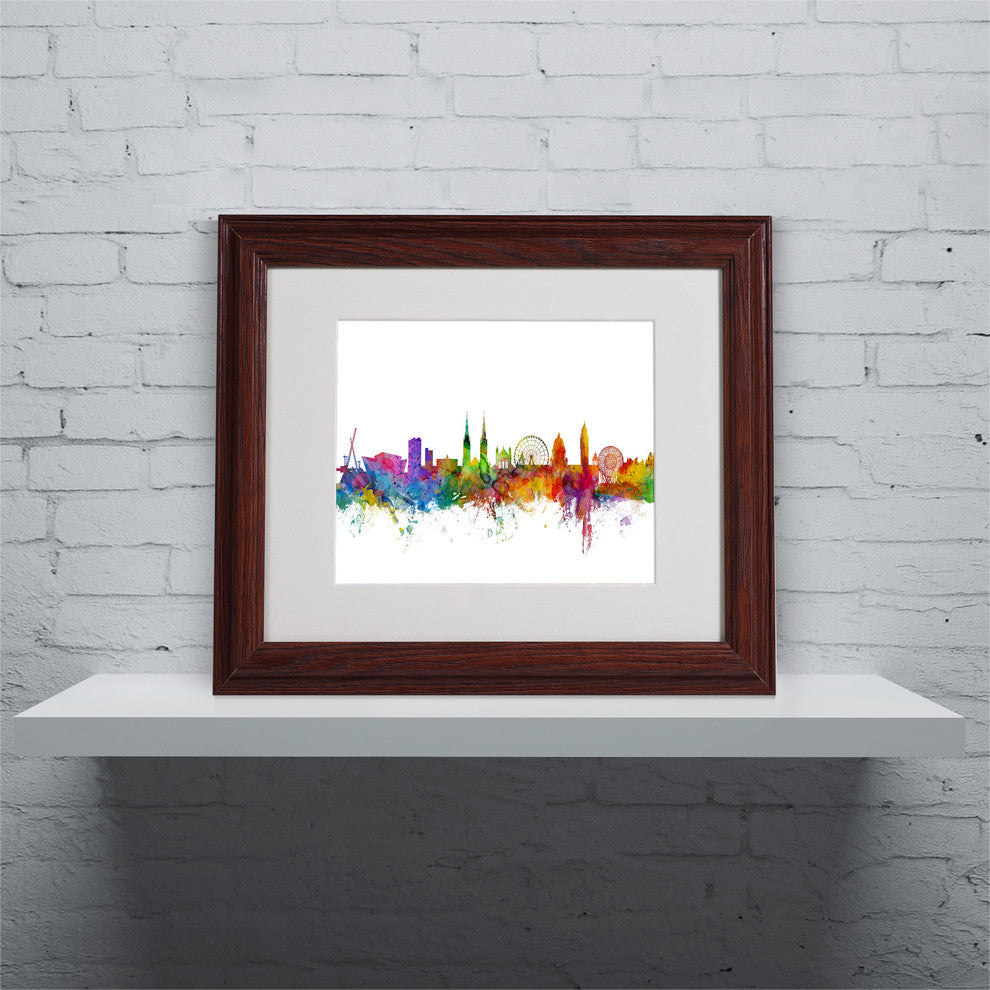'Belfast Skyline II' Matted Framed Canvas Art by Michael Tompsett